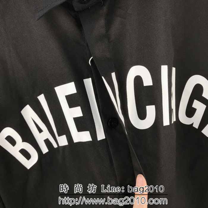 BALENCIAGA巴黎世家 18ss秋冬新款 胸前弧形字母印花logo 百搭襯衣 情侶款 ydi1445